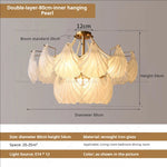 Pearl Crystal Chandelier for Dining Living Bedroom, Elegant French Shell Glass Light