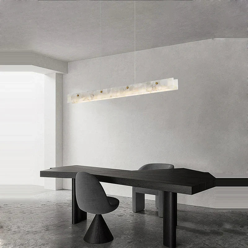 Art Deco Marble Steel Chandelier: Modern LED Black Gold Lighting for Dinning Room