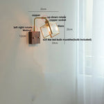 Walnut Glass LED Wall Light: Modern Brass Rotatable Bedside Lamp
