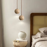 Stone Ball LED Pendant Lamp: Stylish Round Hanging Light for Bedroom & Living Room