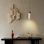 Nordic LED Pendant Lights Yellow Travertine Wood Hanging Lamp