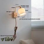 Walnut Ash LED Wall Sconce Rotatable White Glass Stair Light Fixtures