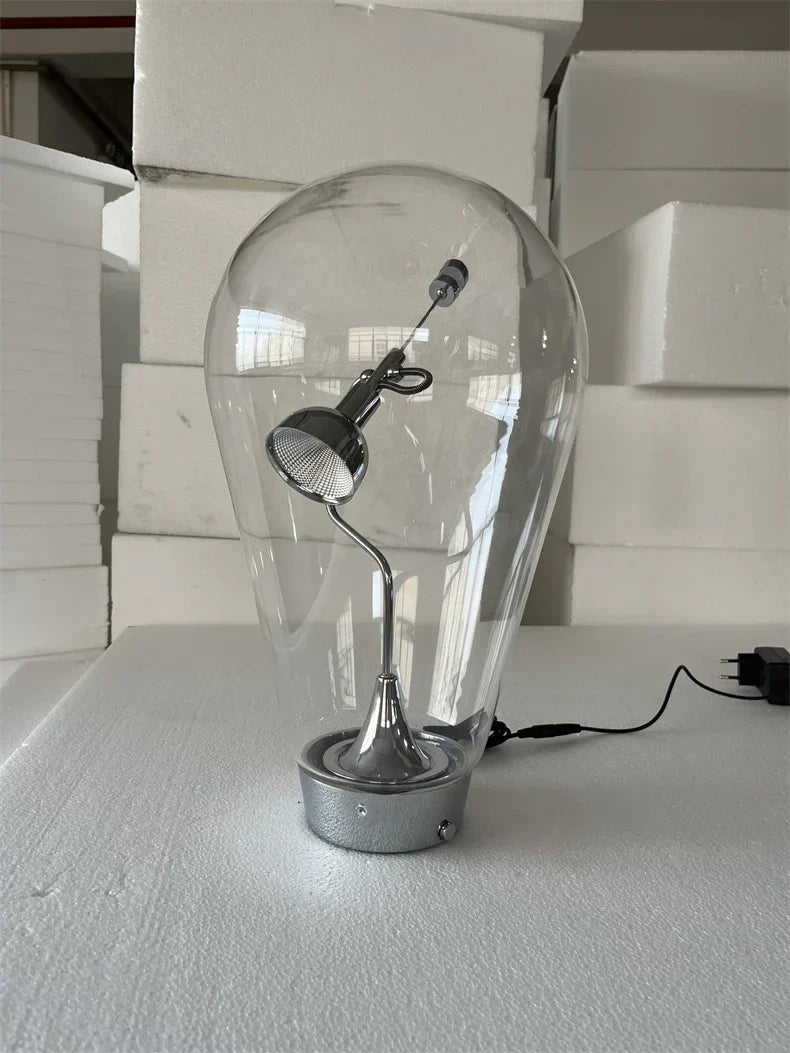 Glass Desk Lamp: Italian Vintage Dimmable Rotary Table Light