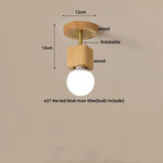 Cube Wood Copper LED Ceiling Light Fixture Vintage Loft Ceiling Lamp