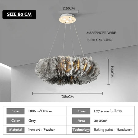 Nordic Feather Pendant Lamps for Bedroom and Home Decor Lighting