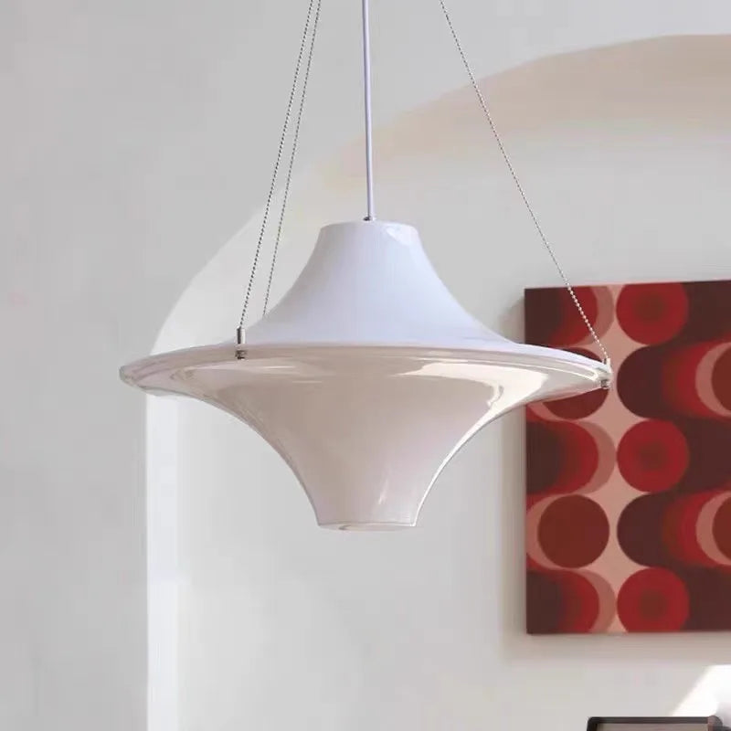 UFO Chandelier Cream LED Pendant Light Acrylic Saucer Lamp for Home Decor