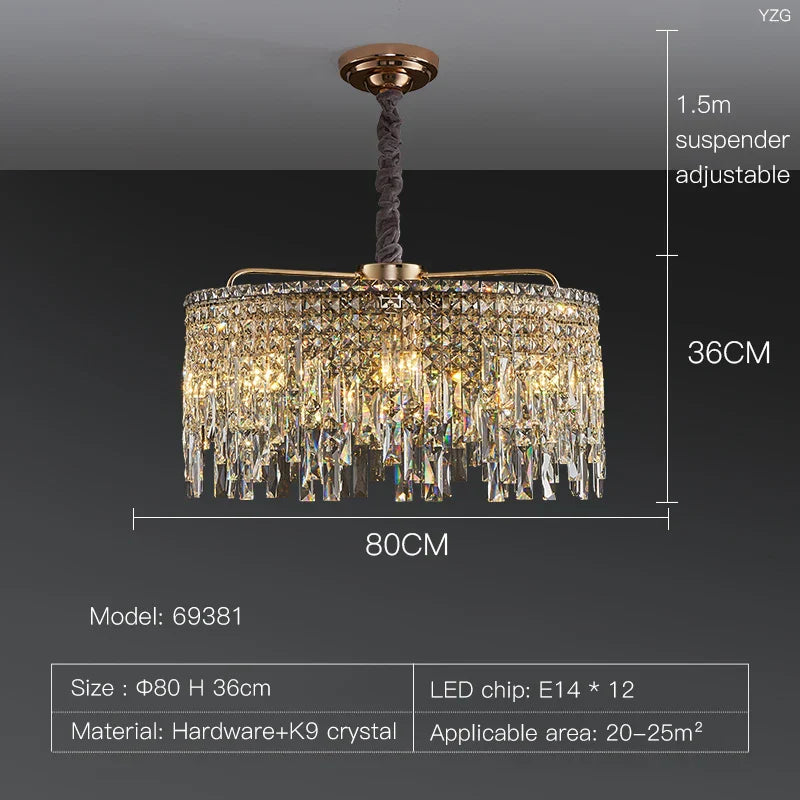 Luxury Crystal Chandelier for Living Room, Bedroom, and Restaurant