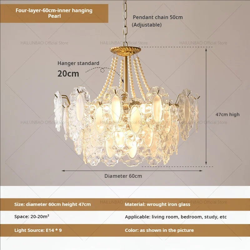 Cream Wind Crystal Chandelier - Elegant French Design for Luxury Living Spaces