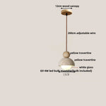 Wabi Sabi Yellow Travertine LED Pendant Lamp Wood Hanging Lights