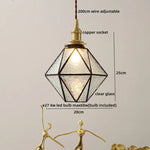 Amber Glass LED Pendant Light - Nordic Modern Copper Suspension Luminaire for Home