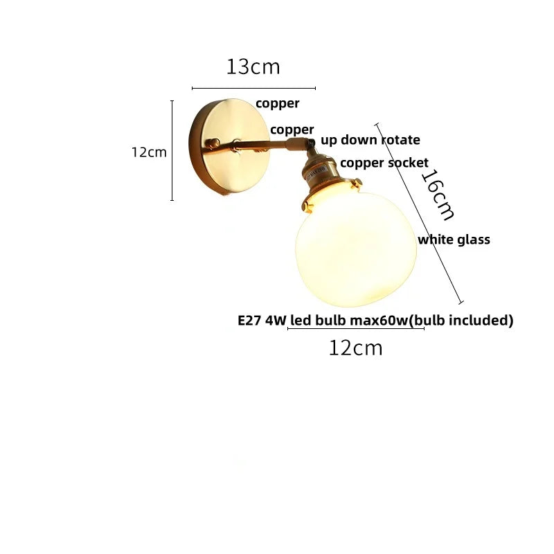 Rotatable Copper LED Wall Lamp with Pull Chain Switch