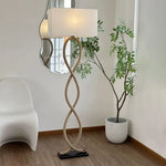 Hemp Rope Fabric Shade LED Floor Lamp for Nordic Retro Wabi Sabi Style