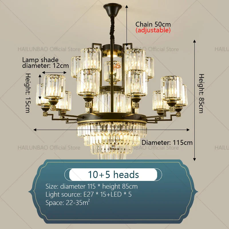 Zen Crystal Chandelier: Modern Luxury Living Room Dining Room Lamp