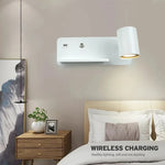 Wireless Charging Wall Lamp USB GU10 5W Switch Sconce for Modern Interior Lighting