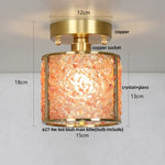 Copper Canopy LED Ceiling Light Glass Crystal Nordic Modern Decor for Home