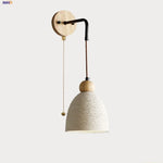 Afralia™ Nordic Cement LED Wall Lights with Pull Chain Switch - Modern Adjustable Bedside Lamp