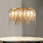 Modern E14 Pendant Lights by Afralia™: Tassel Design, Aluminium Construction, Chrome & Gold Finish