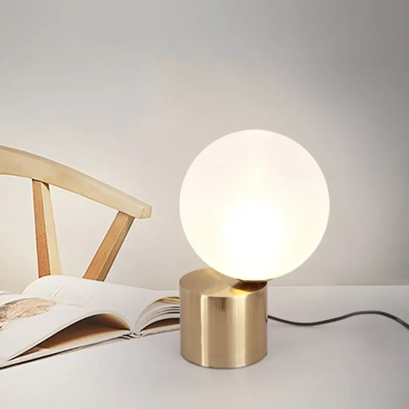 Glass Ball Table Lamp for Bedroom Study Hotel, Nordic Modern Decorative Bedside Light