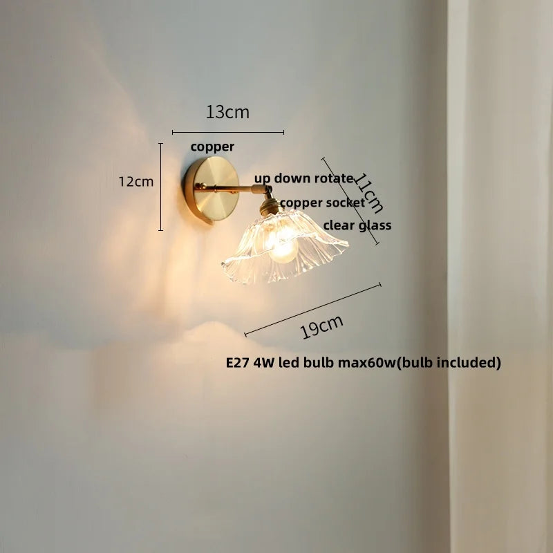 White Glass Copper Wall Sconce LED Stair Light Fixture - Modern Nordic Design