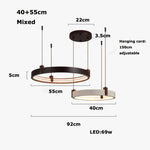 Natural Stone Wood Ring LED Chandelier for Dining & Living Room