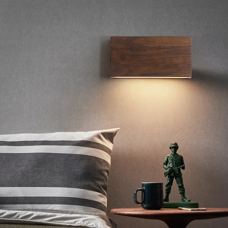 Walnut Wood LED Wall Sconce Indoor Light for Bedroom Living Room Restaurant
