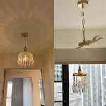 Luxure Crystal Chandelier: Modern Copper Ceiling LED Light Fixture for Living Room
