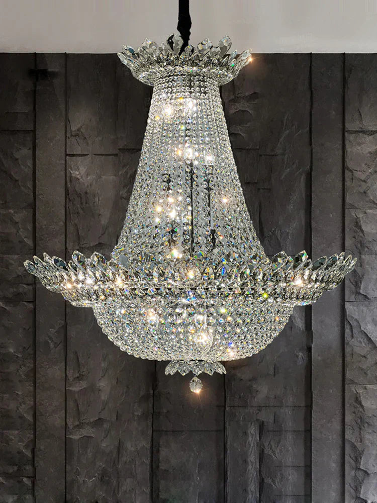 K9 Crystal Gold Ceiling Chandelier - Trendy Chrome Lighting