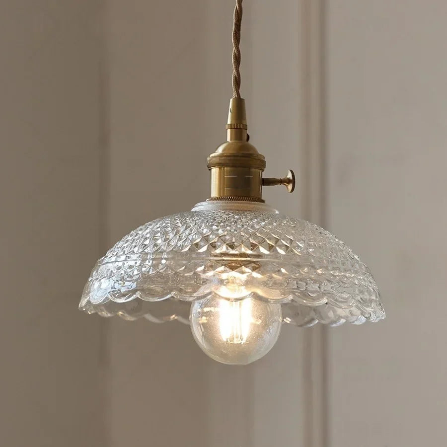 Flower Glass LED Pendant Lights with Copper Knob Switch for Modern Spaces