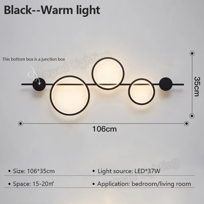 Minimalist Nordic Black LED Wall Sconce for Bedroom & Living Room