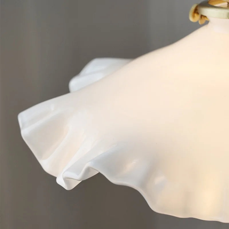 LED Pendant Lamp with Adjustable Brass Knob Switch & White Glass