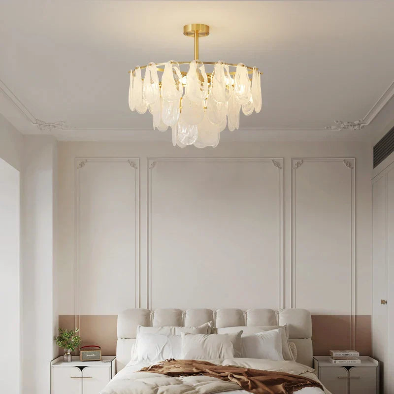 Luxury Copper Chandelier Light Glass Crystal Brass Master Bedroom French Living Room