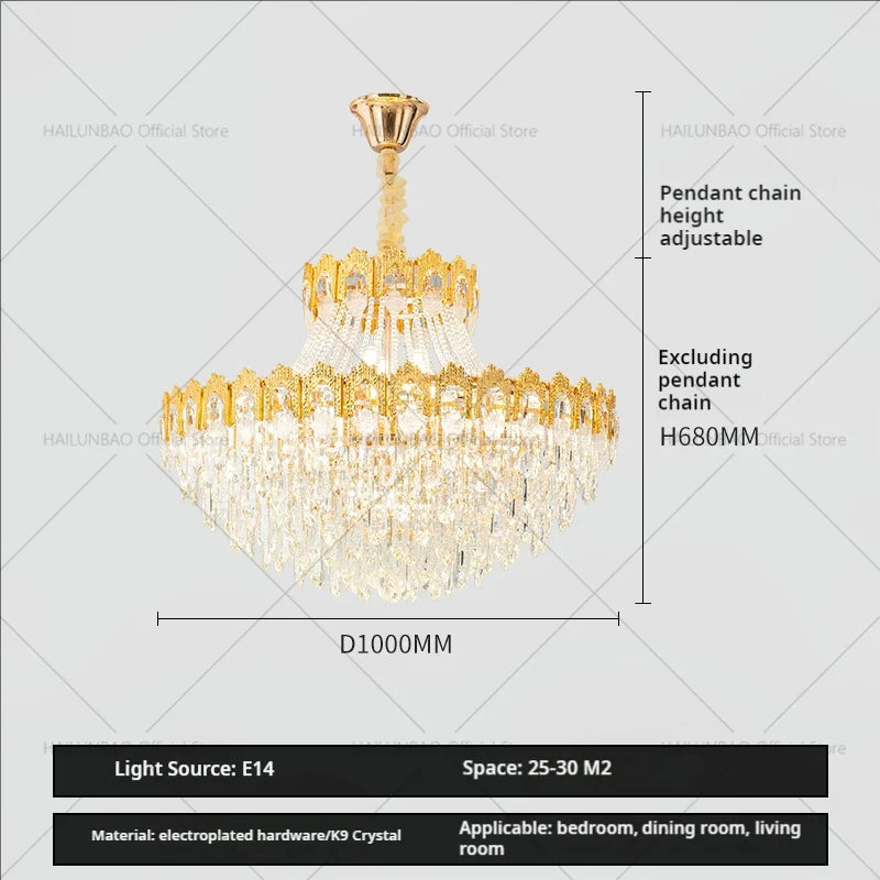Luxury Crystal Chandelier: Elegant Lighting Solution for Living Room, Lobby, and Restaurant