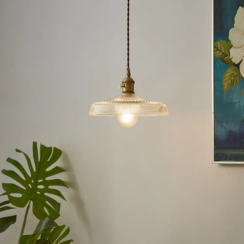 Copper Glass Chandelier LED Pendant Light for Living Room Dining Bar Kitchen