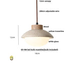 Afralia™ Wood Walnut LED Pendant Light Yellow Trivertine Stone Hanging Lamp