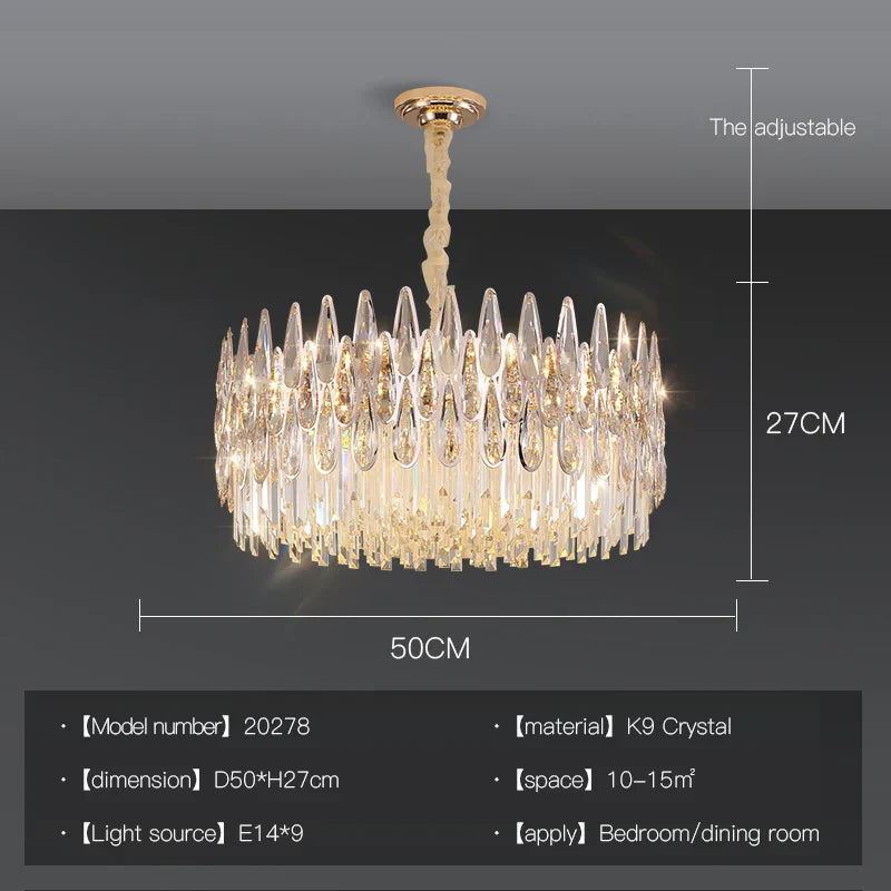 Crystal LED Chandelier | Long Stairway Villa Light | Modern Luxury Post Lamp