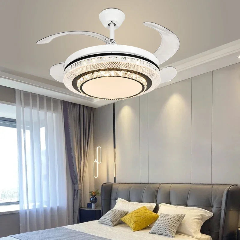 LED Ceiling Fan with Remote Control, Modern ABS Blades, 110V 220V