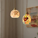 Afralia™ Conch Glass LED Pendant Light Fixture Tiffany Children Dining Room Hang Lamp