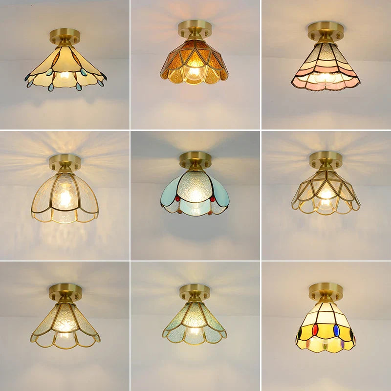 Glass Copper LED Ceiling Light - Nordic Home Lighting Fixture