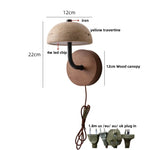 Yellow Travertine Wood Wall Light: Up Down Rotate LED Fixture with Pull Chain Switch.