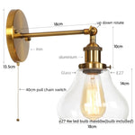 Afralia™ Gold LED Wall Sconces Iron Loft Retro Home Bedroom Lamp
