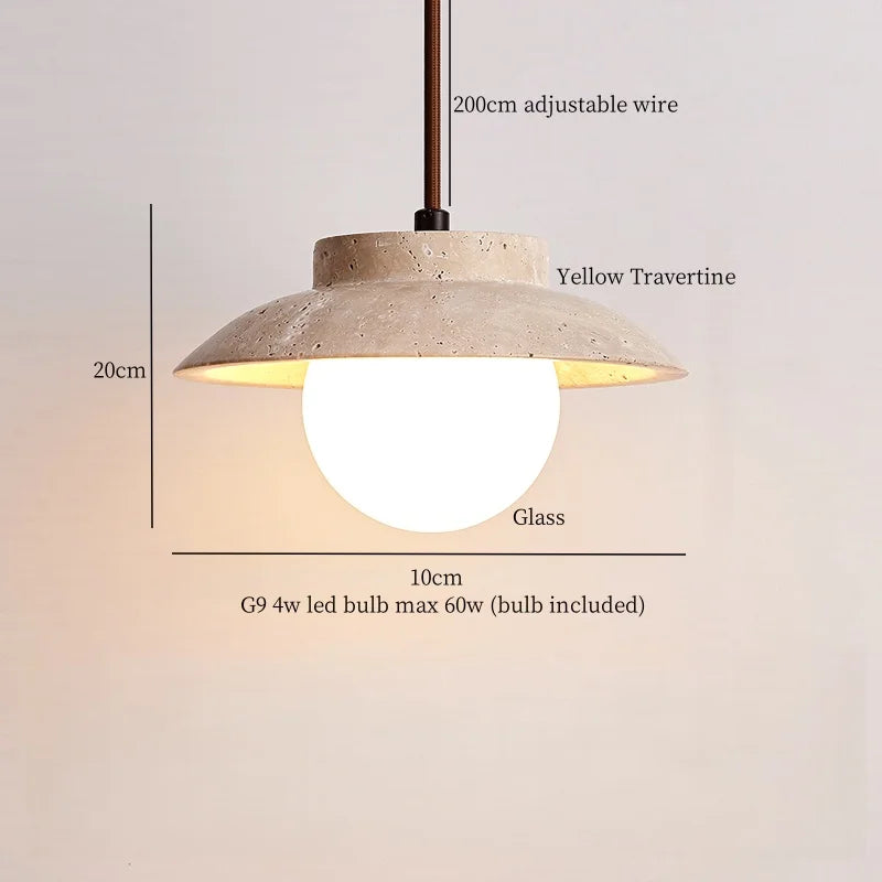 Yellow Travertine LED Pendant Lights with Long Arm Hanging Lamps