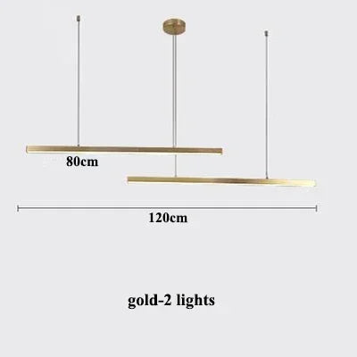 Modern Gold Black Led Pendant Lights, Dimmable, L80cm, Aluminium, Dining Room Hanging Lamp