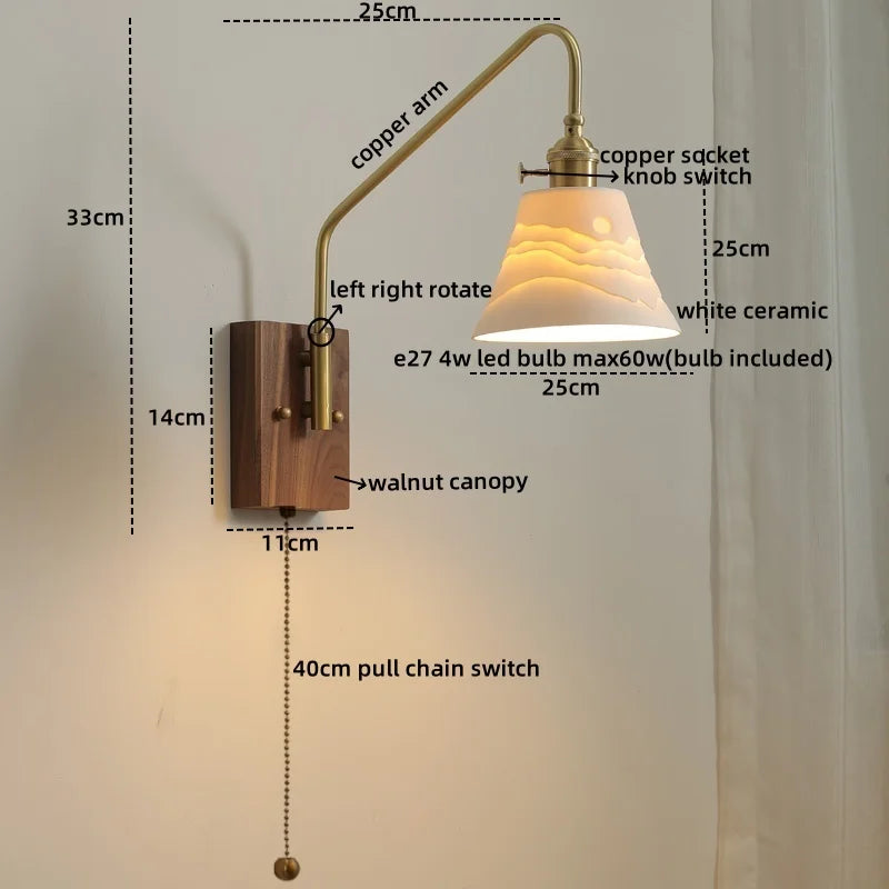 Copper Ceramic LED Wall Lamps Modern Style for Bedroom Living Room Bar