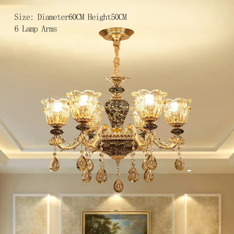 Luxury Crystals Chandelier Ceramic Crystal Lamp for Living Room Bedroom