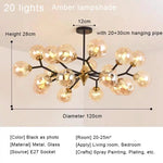 Nordic Glass Ball LED Chandelier Modern Ceiling Lamp Home Decor Fixture