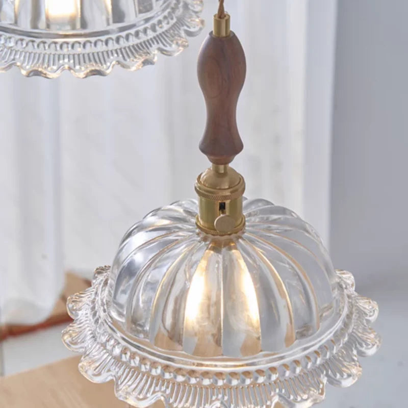 Walnut Flower Glass LED Pendant Chandelier Modern Nordic Hang Lamp