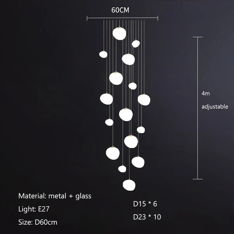 Nordic Glass Lampshade LED Ceiling Chandelier for Home Decoration