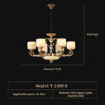 Luxury Chinese Style Copper Jade Living Room Chandelier