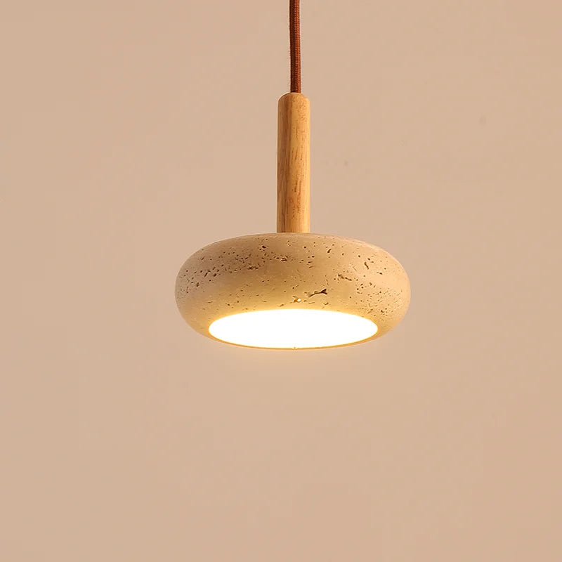 Travertine Stone Art Pendant Chandelier LED Light for Bedroom Bedside