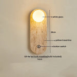 Yellow Travertine LED Wall Lamp Round Bedside Light Fixtures